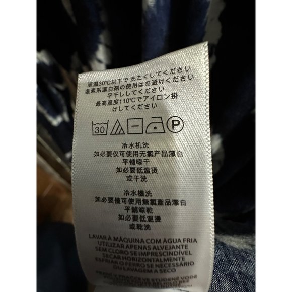 Michael Michael Kors size XL navy tie dye gathered hem and cuffs long sleeve top - Picture 8 of 11